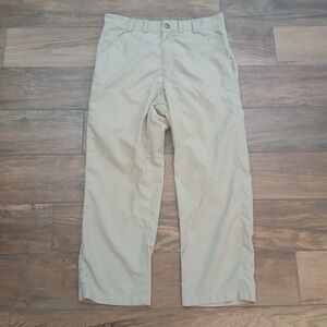 SCOTTeVEST Pants Mens‎ 32x25 (hemmed) Tan Nylon Hiking Outdoors Lightweight
